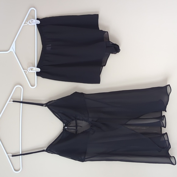 Victoria's Secret Other - Victoria's Secret Sexy Sheer Negligee w/Bottoms M Black